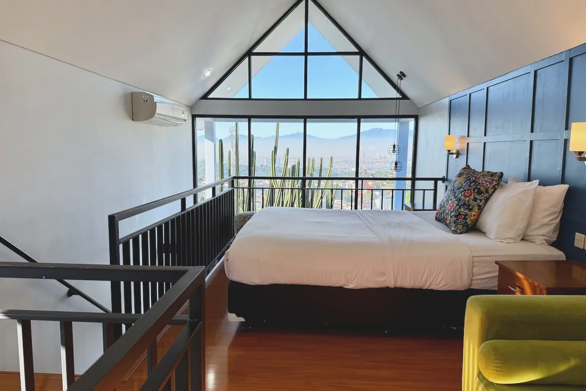 Master bedroom with view of Bandung ridges